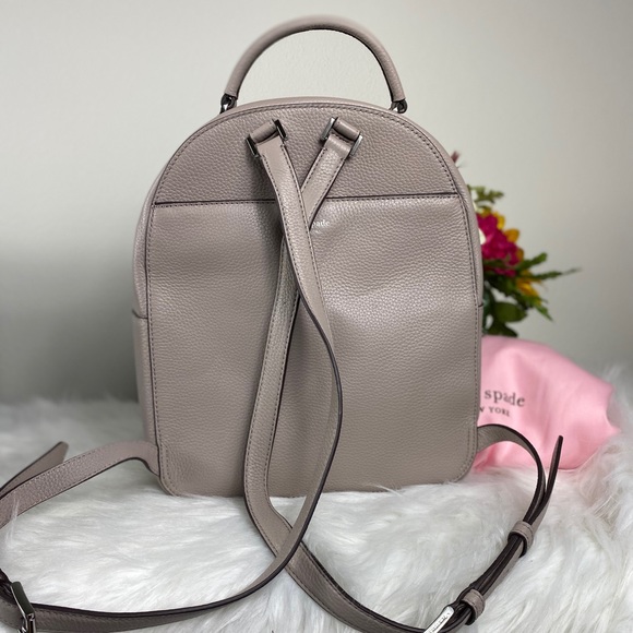 🔥SALE🔥 KATE SPADE TAUPE MEDIUM LEATHER BACKPACK - Picture 5 of 8